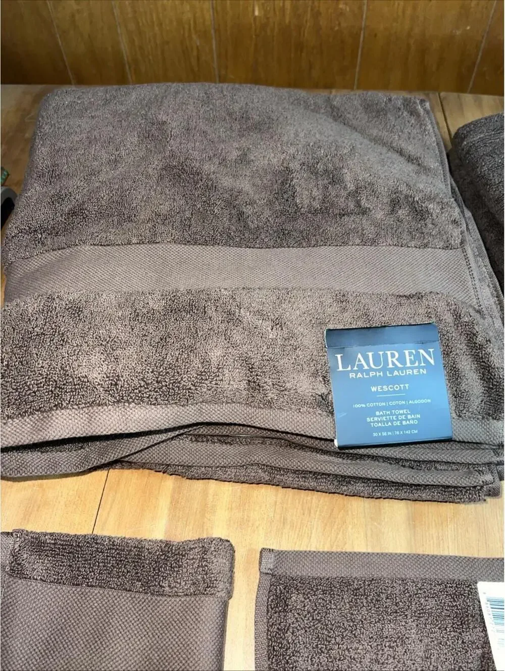 Lauren Ralph Lauren Wescott Art Brown 7 Pc Set 100% Cotton, New